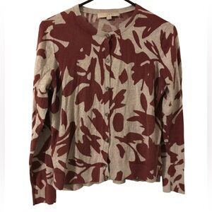 Ann Taylor Loft Gray & Maroon Button Up Long Sleeve Women’s Size Medium Cardigan